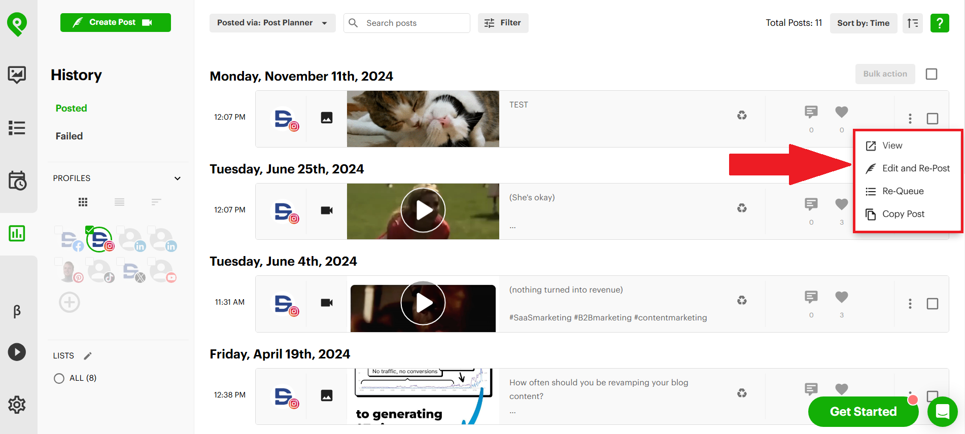Schedule recurring Instagram posts