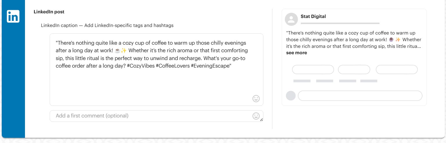 LinkedIn first comment